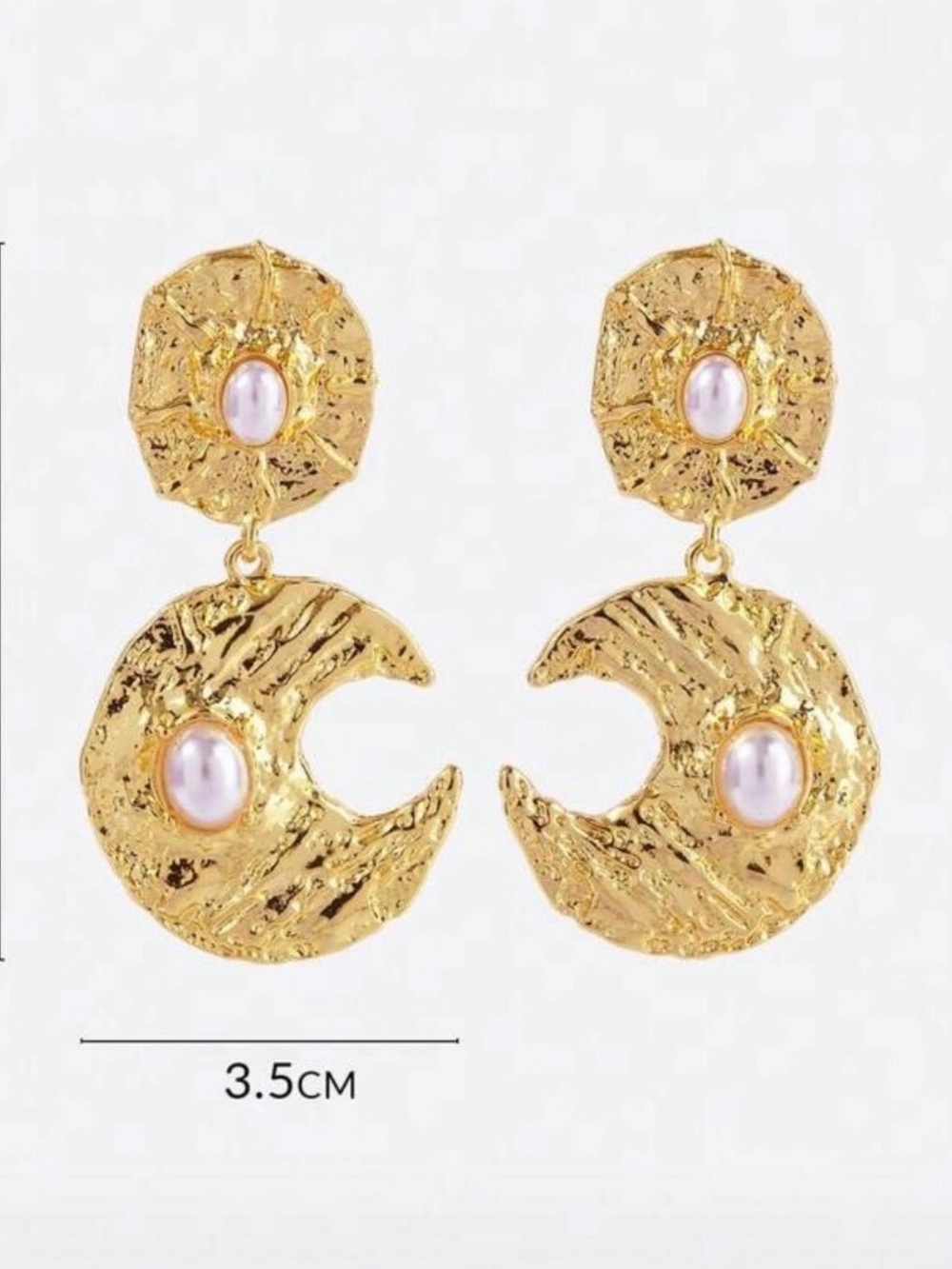 Gold Moon Drop Earrings - Picture 5 of 5